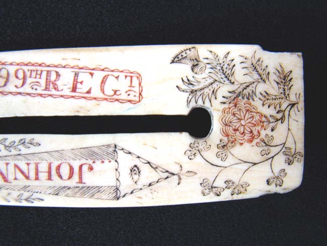 A Fabulous and rare 19th century Scrimshawed Military button cleaning implement circa 1830-1850 — image 3